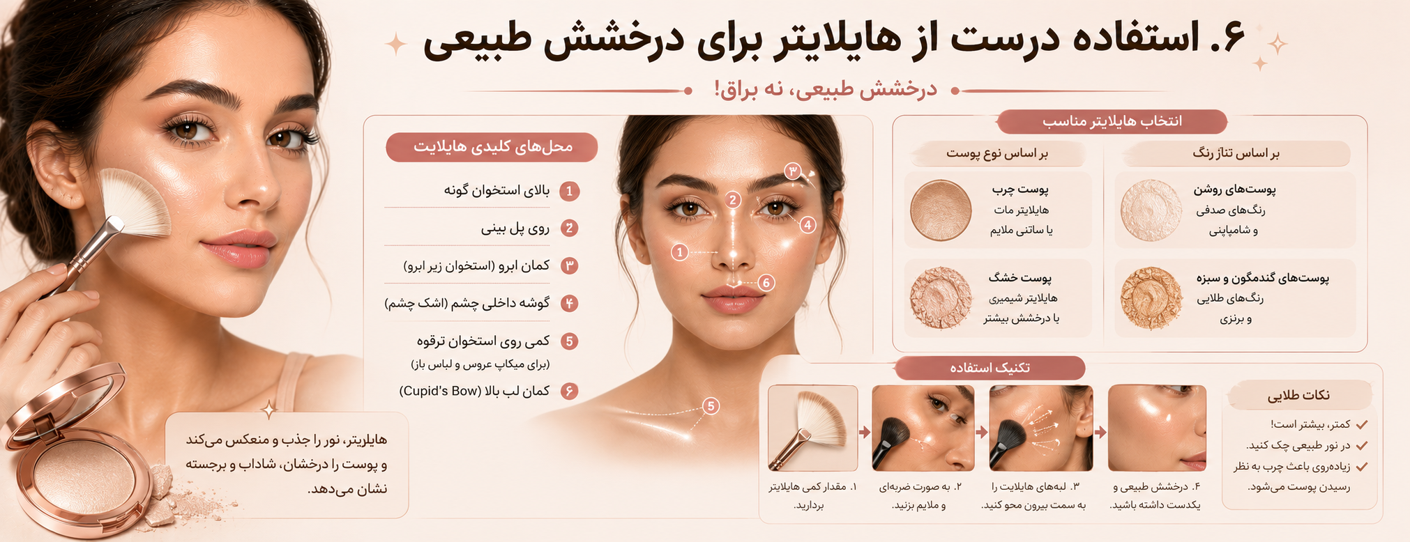 استفاده درست از هایلایتر برای درخشش طبیعی